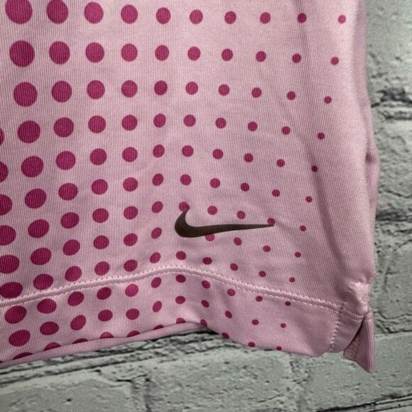 Nike Women’s Sleeveless Polo Shirt Tour Performance Dri-Fit Pink & Polka Dots XS - Picture 6 of 9